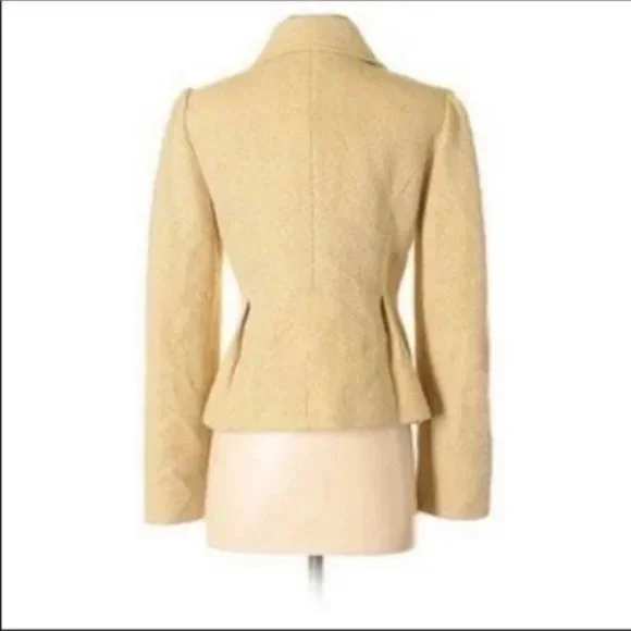 Tabitha Anthropologie Yellow & White Tweed Blazer.  SZ 2 - Picture 4 of 4